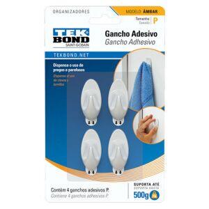 Gancho Adesivo Tekbond Âmbar P Branco 4 Peças