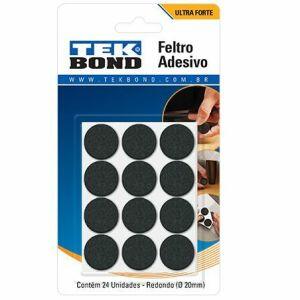 Feltro Adesivo Redondo Preto 24 Peças Tekbond