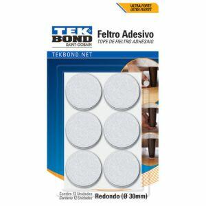 Feltro Adesivo Redondo 12 Peças Branco Tekbond