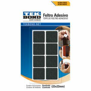 Feltro Adesivo Quadrado 16 Peças Preto Tekbond