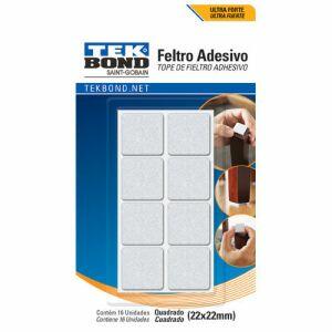 Feltro Adesivo Quadrado 16 Peças Branco Tekbond