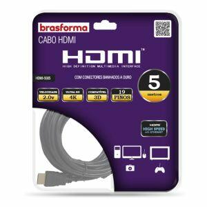 Cabo HDMI 4K Ultra HD Brasforma 5m Cabo HDMI 4K Ultra HD Brasforma 5m