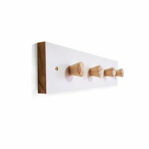 Cabide de Parede Cubo Marcenaria Branco 4 Ganchos