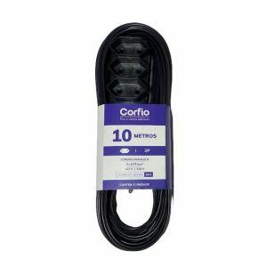 Extensao 10m 10a 2p+t Preto 3 Tom Preto Bivolt Corfio