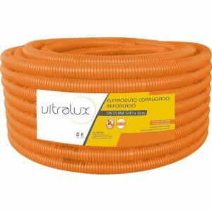 Eletroduto Corrugado 25mm PVC Flex Reforçado Laranja 10m Vitralux