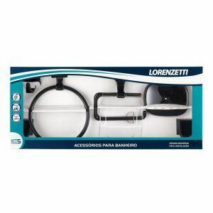 Kit de Acessórios para Banheiro Lorenzetti Quadra Preto 5 Peças