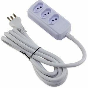 Extensão Reforçada 3m 3P 3 Tomadas Branco Force Line