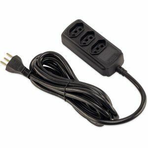 Extensão Reforçada 3m 3P 3 Tomadas Preto Force Line