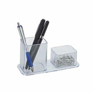 Porta Canetas Dello Duplo 17x7x8cm Cristal