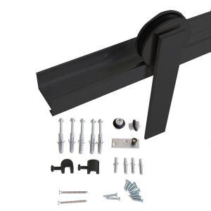 Kit Porta de Correr Geris Alumina Alumínio Preto 1,5m Kit Porta de Correr Geris Alumina Alumínio Preto 1,5m