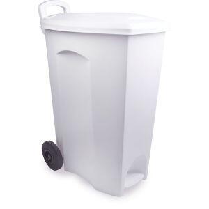Lixeira Plástica Pedal e Roda Plasútil Branco 90L Lixeira Plástica Pedal e Roda Plasútil Branco 90L