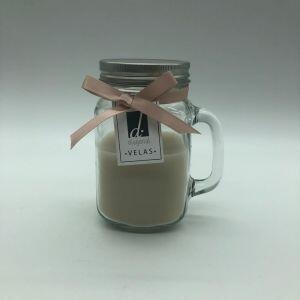 Vela em Mini Jarro Mason 8x13cm Bege Diagonal