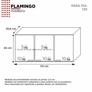 Armário Aéreo Flamingo 114cm Tamarindo Preto Cozimax