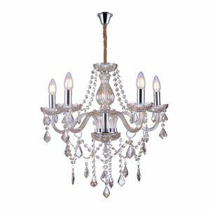 Lustre Taschibra Glam 5 Lâmpadas E14 Conhaque