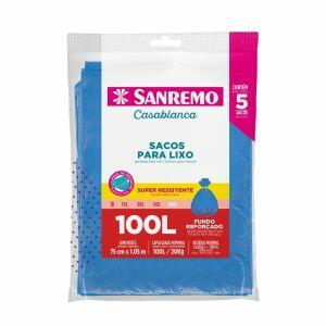 Saco para Lixo Sanremo Reforçado 100L 5 Peças