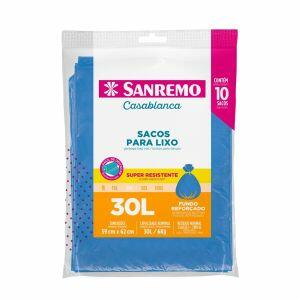 Saco para Lixo Sanremo Reforçado 30L 10 Peças