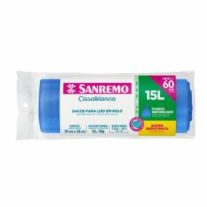 Saco para Lixo Sanremo Reforçado Rolo 15L 60 Peças