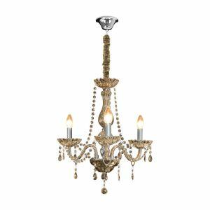 Lustre Bronzearte Clássico 3 Lâmpadas E14 Ambar