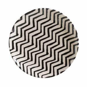 Prato de Sobremesa Porto Brasil Coup Chevron 20,5cm Estampado