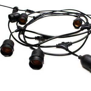 Cordão Cipro com Prolongador Taschibra para 8 Lâmpadas 25W Preto