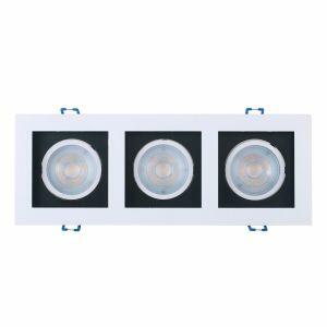 Spot LED de Embutir Frame 3 Lâmpadas 15W 3000K Recuado Preto/Branco Luz Amarela Taschibra