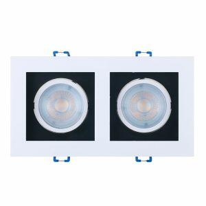 Spot LED de Embutir 2 Lâmpadas Frame Recuado 10W 3000K Preto/Branco Luz Amarela Taschibra
