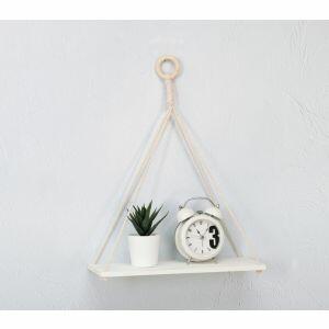 Prateleira com Corda Nature 30x12x38cm Branco Diagonal