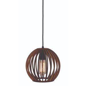 Pendente Illumine 1 Lâmpada Luna Cabo Tecido 20cm E27 Imbuia