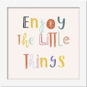 Quadro Diagonal Frases Moments Enjoy 18x18cm Branco Quadrado