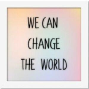 Quadro Diagonal Frases Change 18x18cm Branco Quadrado