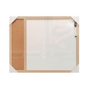 Mural e Lousa Diagonal 54x44cm Moldura com Cortiça Branco/Madeira