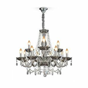 Lustre de Cristal Bronzearte 12 Lâmpadas E14 Clássico Fumê