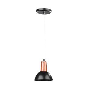 Pendente 1 Lâmpada Linha Brilhus E27 Preto/Cobre Vitralux