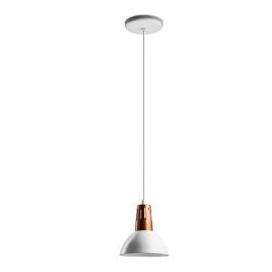 Pendente 1 Lâmpada Linha Brilhus E27 Branco/Cobre Vitralux