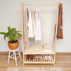 Arara com Sapateira Slim Pinus 160x85x44 Cubo Arara com Sapateira Slim Pinus 160x85x44 Cubo