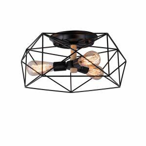 Plafon Taschibra 3 Lâmpadas Holder E27 Preto