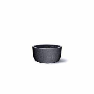Vaso Plástico Grafiato Redondo Baixo 22cm Preto Nutriplan