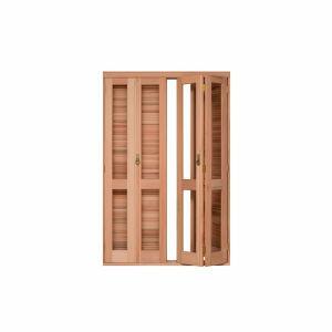 Porta de Correr Veneziana Madeira Eucalipto Madecen 2,13x1,80m 4 Folhas para Vidro Liso