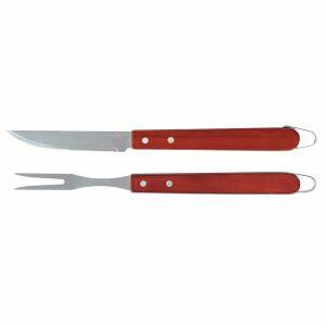 Conjunto para Churrasco Faca + Garfo Trinchante Madeira Mor