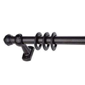 Kit Varão para Cortina Bella Arte Slim 1,5mx19mm Preto Fosco