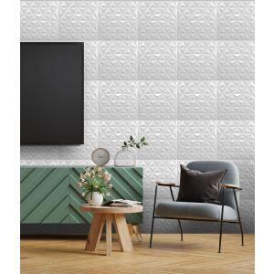 Placa Decorativa Pirâmide 40x40 3D Branco 10 Peças Kasabelle
