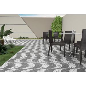 Piso Cerâmico Ilhabella Troia 57x57 Bold Esmaltado Branco/Preto Classe "A" Piso Cerâmico Ilhabella Troia 57x57 Bold Esmaltado Branco/Preto Classe "A"