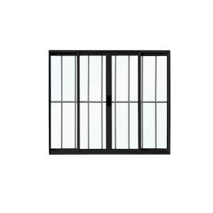 Janela de Correr Alumínio CRV 100x120cm Black VL 4 Folhas com Grade Preta