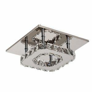 Plafon de Cristal Quadrado Tokyo 12W 3000K Cromo Luz Amarela Bronzearte