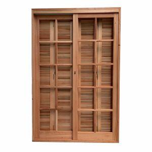 Porta de Correr Madecen 2,13x2m 4 Folhas p/Vidro Eucalipto