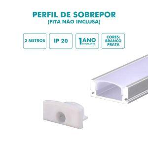 Perfil de LED Gaya Sobrepor Slim 2m Prata