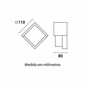 Arandela Hanover LED Quadrado 6w 3.000k Luz Branco Quente Blumenau Iluminação