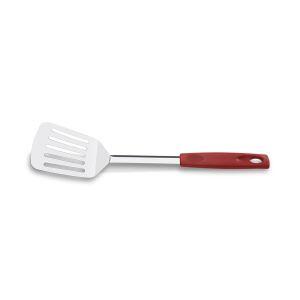 Espátula Perfurada em aço inox Asti 33cm com cabo vermelho Brinox