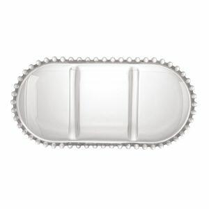Petisqueira Oval 3 Divisões Pearl Transparente Rojemac