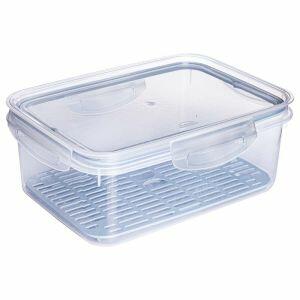 Pote de Plástico Hermético Retangular com Escorregador Trava mais Azul 2,6L Plasútil